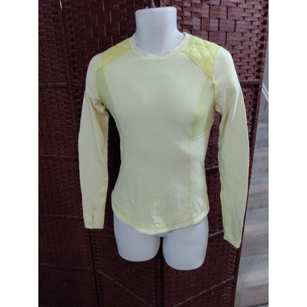 Women's Lululemon Running Shirt size 4 ? Padded Sleeves yellow Stripes Athletic